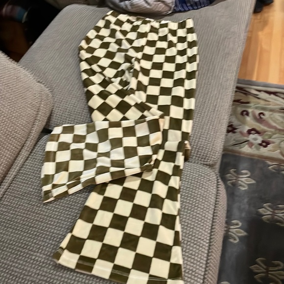 Topshop Pants - Topshop velour checkered pants ( sz 2)